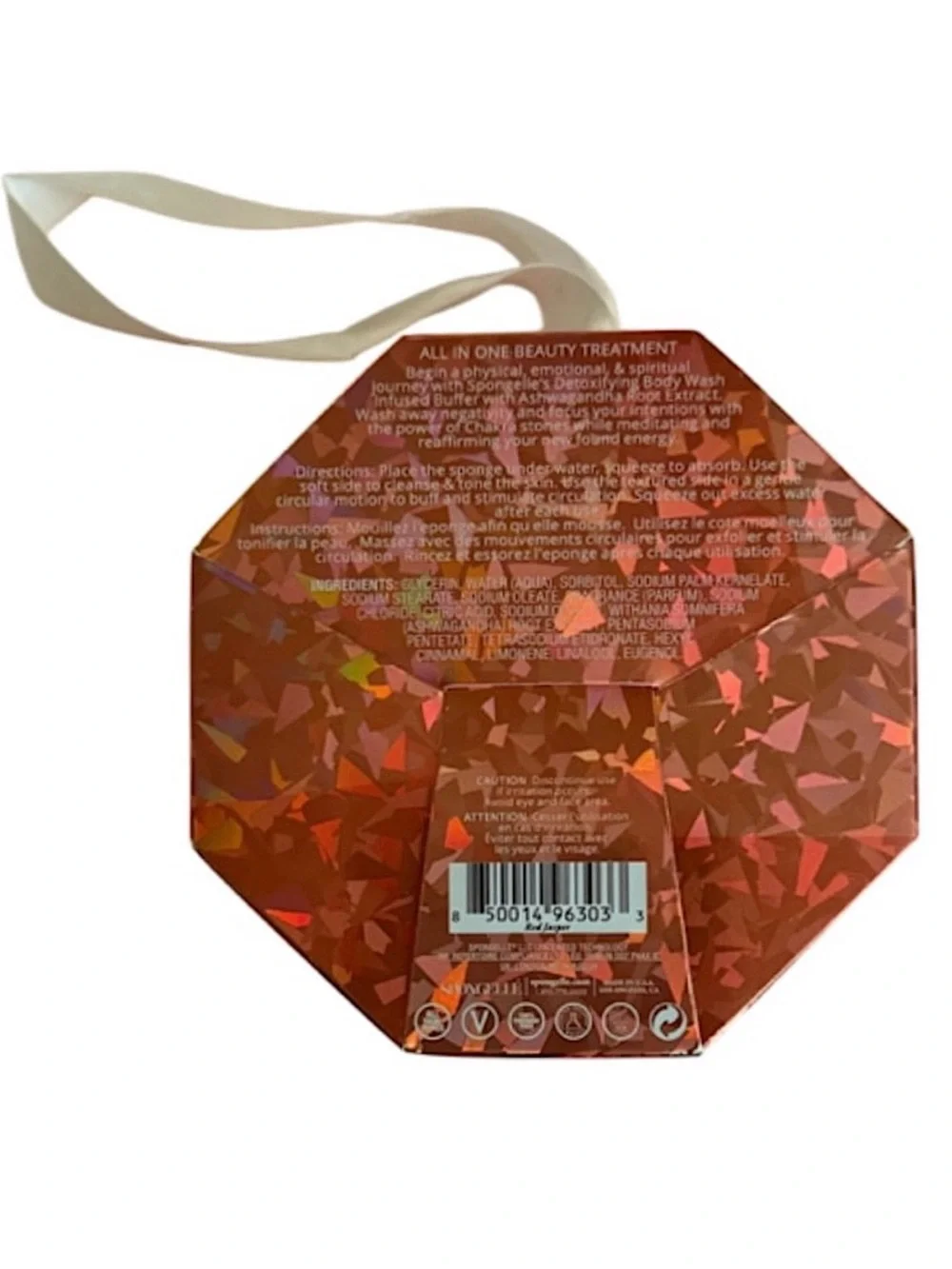 Spongelle Spiritual Detox Buffer Lunar Lime with Red Jasper Root Chakra Stone